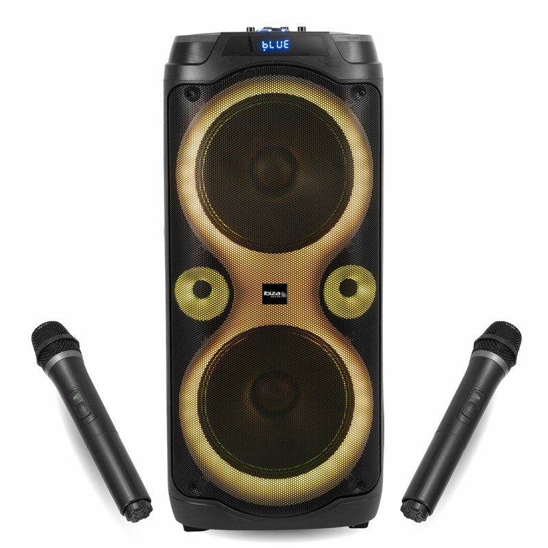 Pack Enceinte Karaoké Bluetooth 1000W - 2 Micros Sans Fil - Effet Astro LED