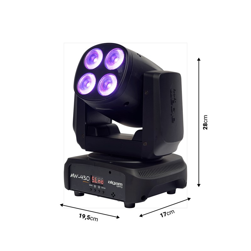 Lyre Wash LED - 4 x 30W RGBW DMX dimensions