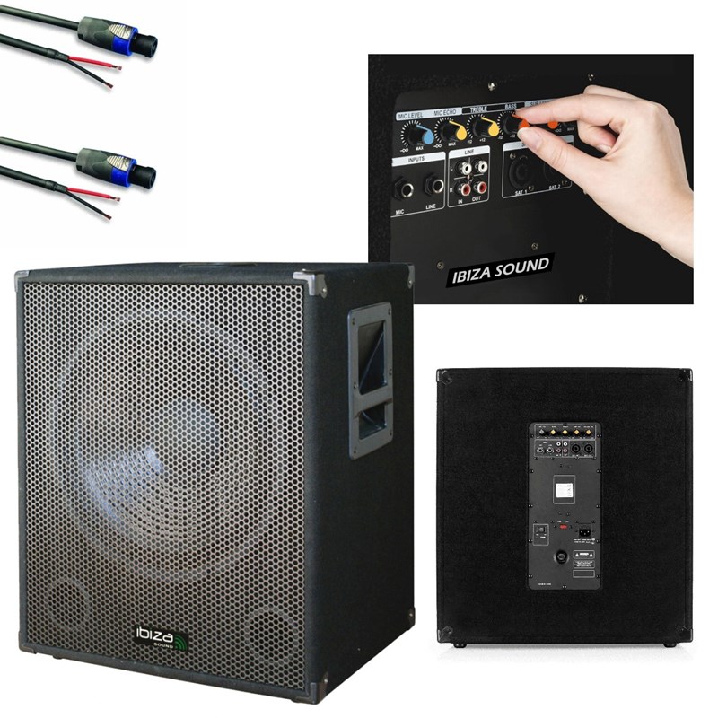 Pack 2 Enceintes 700W - Caisson de basses 800W - Facade - Projecteur