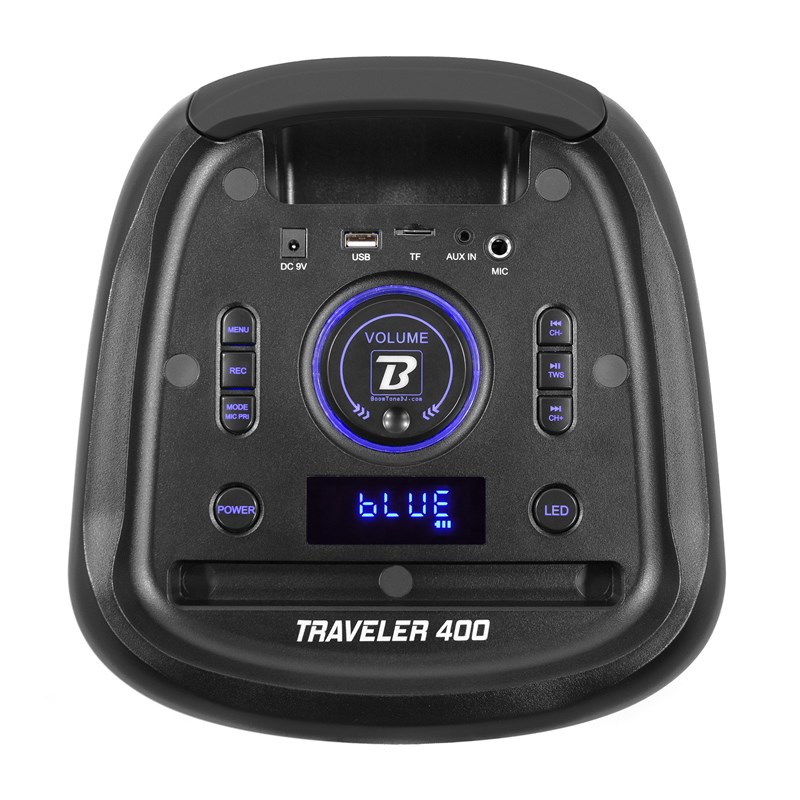 Enceinte portable 400W - 2x8" - LED & trolley - affichage