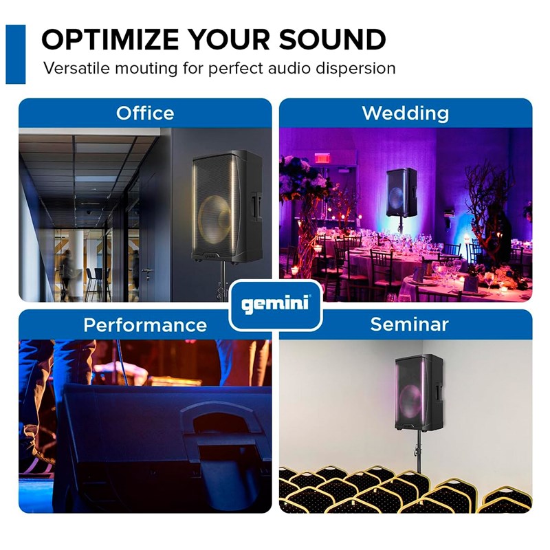 Enceinte active 15" 1300 W LED Bluetooth - polyvalente