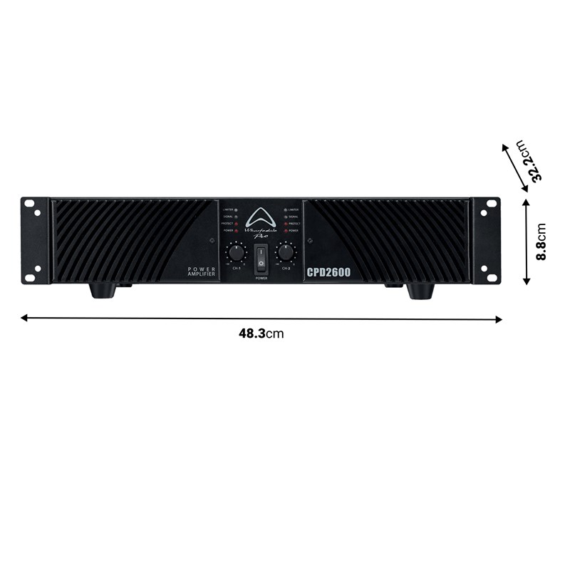 Ampli de puissance professionnel 2 x 650W RMS/8 ohms - dimensions