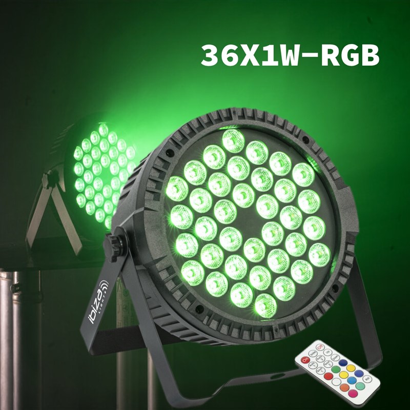 Projecteur Ibiza Light THINPAR-36X1-RGBW - Par Extra plat BLACK SOUND DISCOUNT