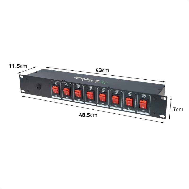 Boitier Lumière Ibiza Light LC806S 19" à 8 voies interrupteur