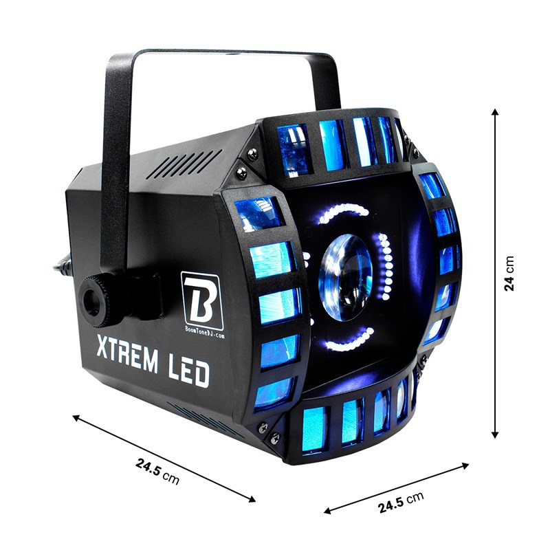 Jeu de lumière LED 3-en-1 - Derby, Moonflower & Strobe BoomTone DJ - XTREM LED dimensions