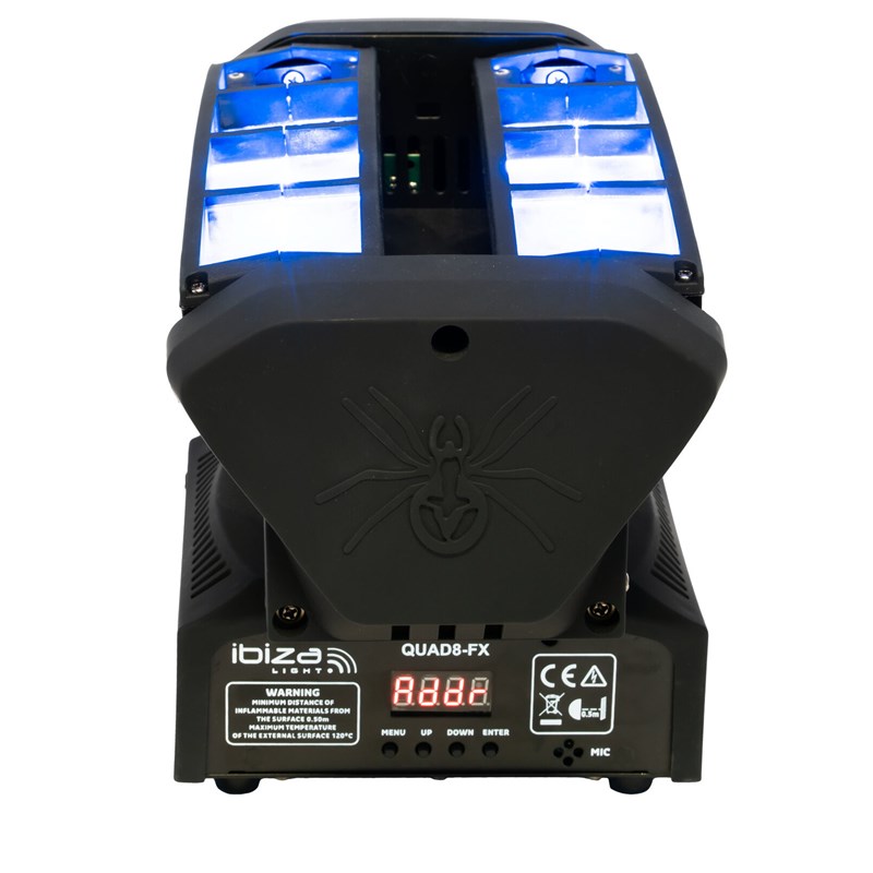 Effet lumière Spider 8x10W LED RGBW - coté