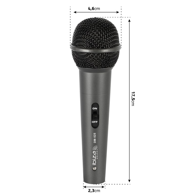 Microphone dynamique cardioïde XLR - Jack 6,35 mm - Dimensions