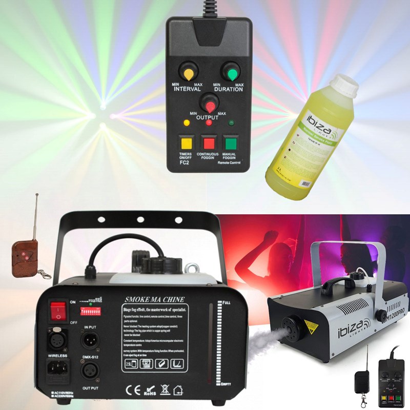 Pack 2 Lyres LED RGB 100W - 2 Supports - Machine Fumée 1200W