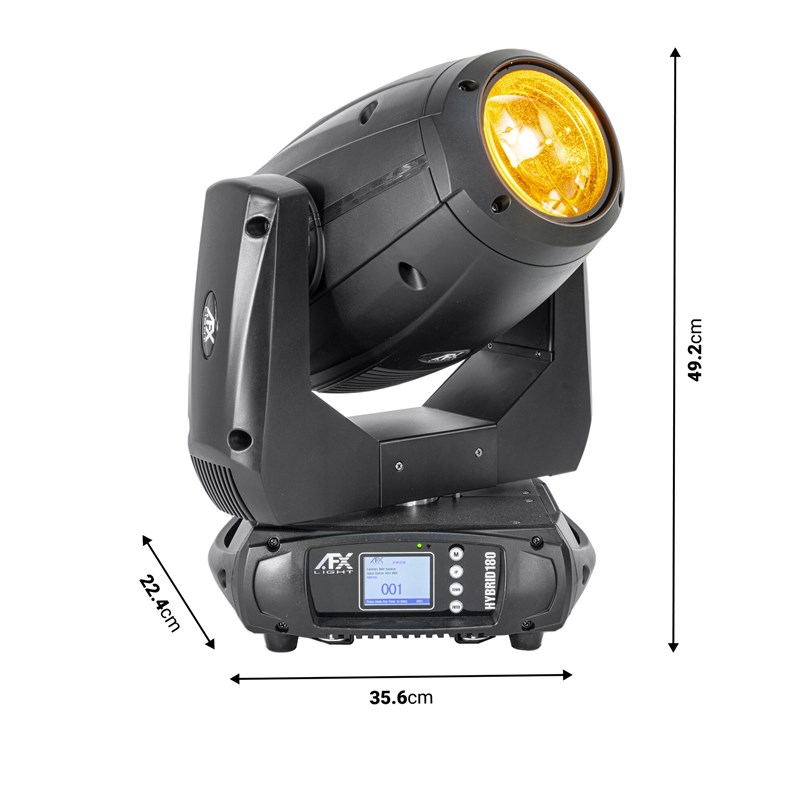 Lyre hybride Beam-Spot-Wash 180W avec DMX et zoom - dimensions