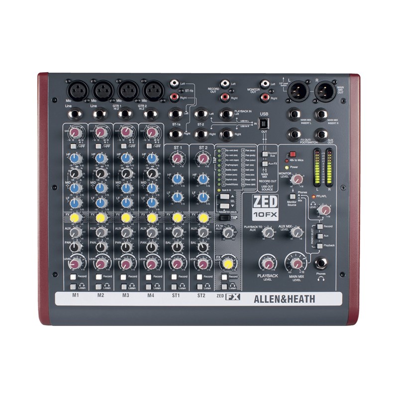Console de mixage USB avec effets - 4 in mono, 2 stéréo, 2 AUX - faders