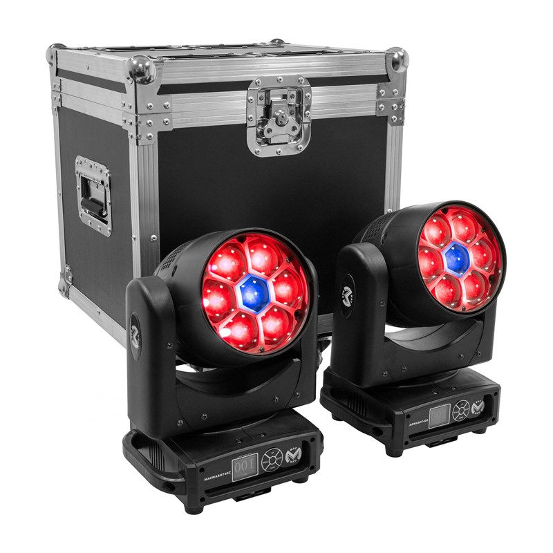 Pack de 2 Lyres LED Wash RGBW 40W - Zoom - Flight Case Éclairage