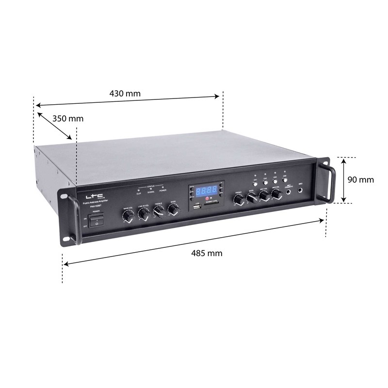 AMPLIFICATEUR PUBLIC ADDRESS 4 ZONES - 90W télécommande