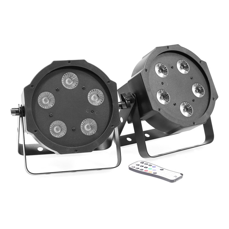 Ensemble de 2 projecteurs plats à LED - 5 x 5W RGB-UV éclairage