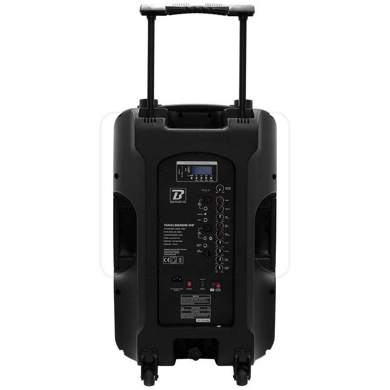 Système de son portable 15" - 800W - 2 micros VHF & TWS - BoomTone DJ - TravelSound15-VHF arrière