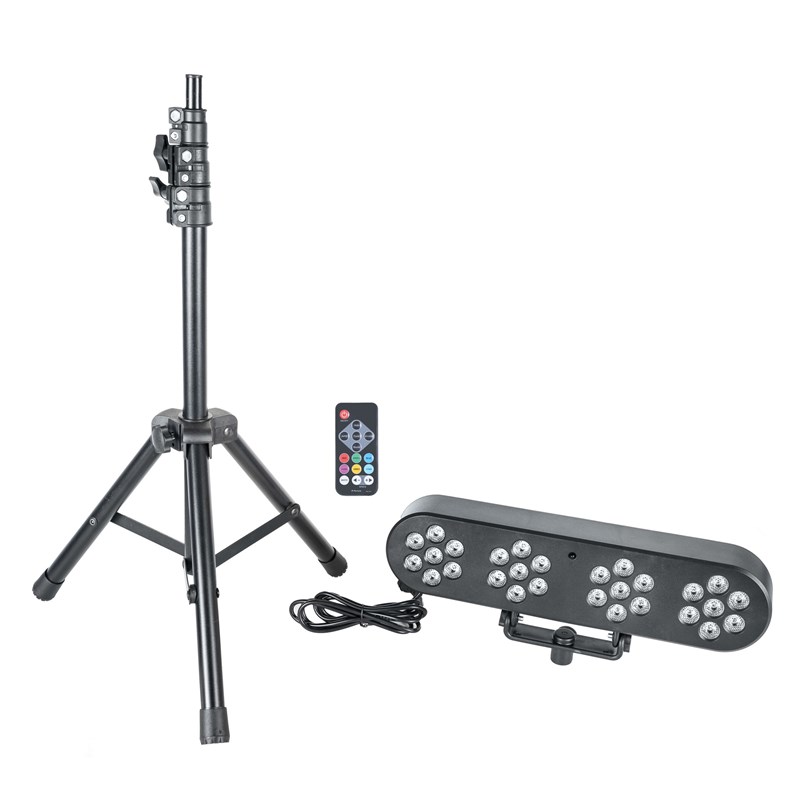 Set jeux de lumière 4x7W avec télécommande + trépied DJ