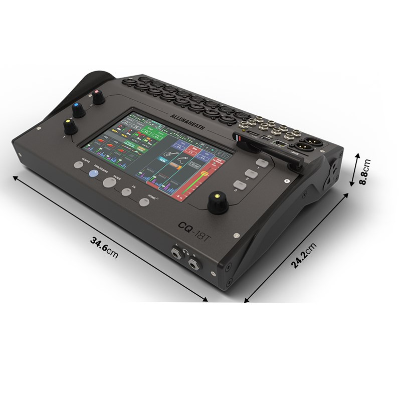 Console numérique compacte 18 canaux, Bluetooth, tactile 7" - dimensions