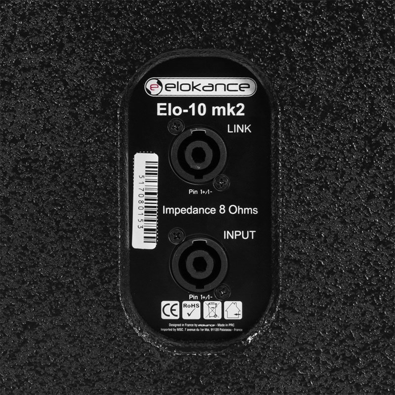 Enceinte passive 10” - 200W RMS - 8 Ohms - Elokance - ELO 10 MK2 connectiques