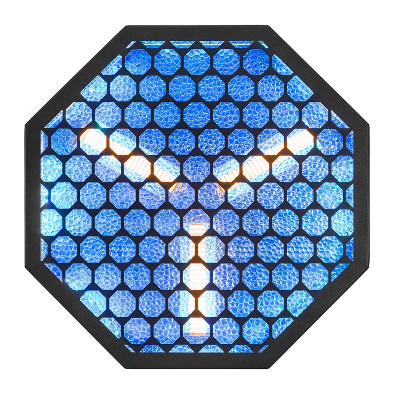 Effet LED vintage octogonal - 3x60W ambre + RGB - Mac Mah - Amber-O - face