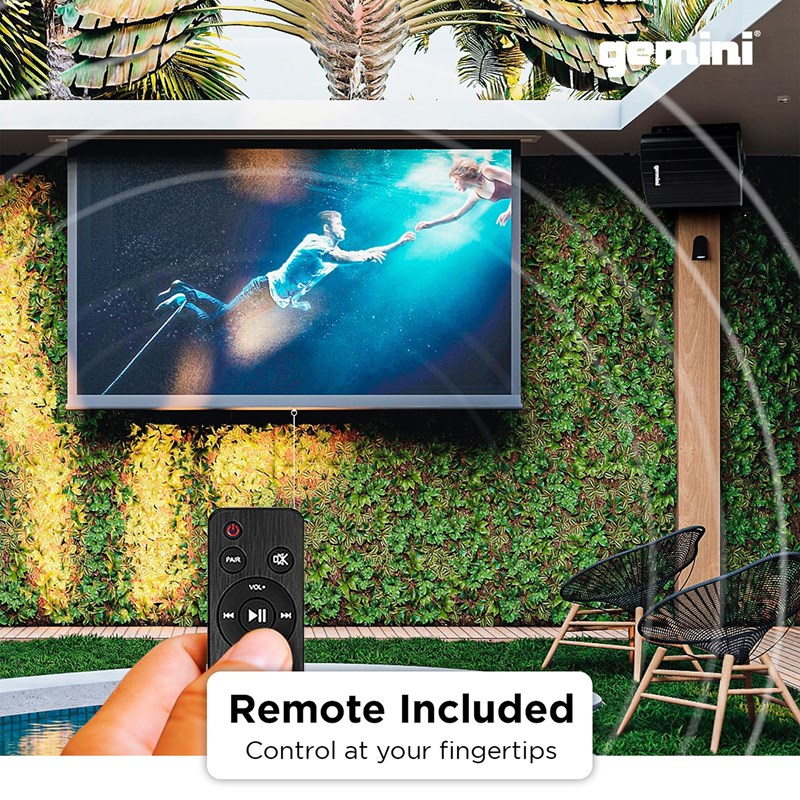 Paire enceintes extérieures 100W - Bluetooth - IP44 - Télécommande audio mur