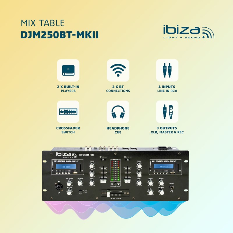 Table de mixage 2 canaux - BT & USB