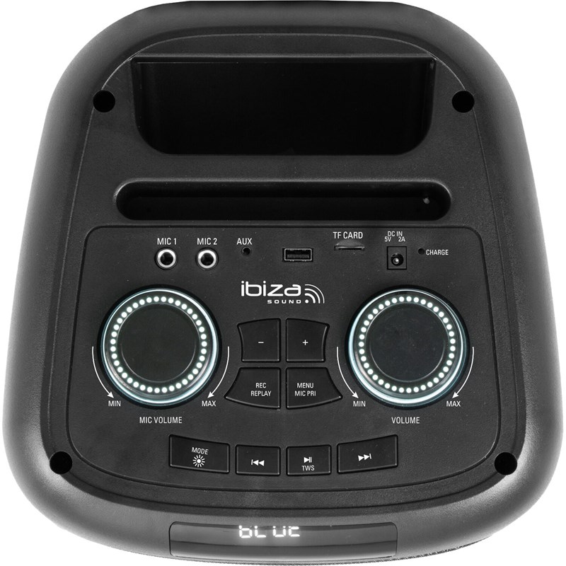 Pack Enceinte Autonome sans fil Bluetooth 700W USB SD TWS Ibiza Sound COLUMBA700 - Boule Disco RGB L