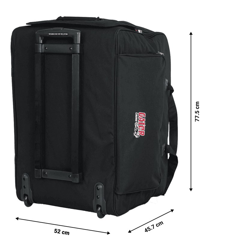 Housse enceinte 15" avec roulettes - Nylon rembourré - dimensions