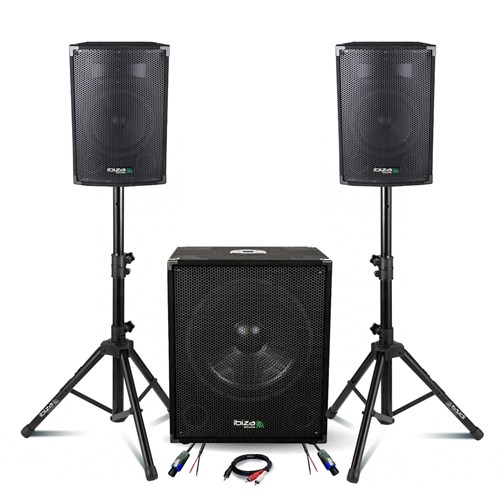 PACK 1400W : DISCO8B + SUB15A + PIEDS + CABLES