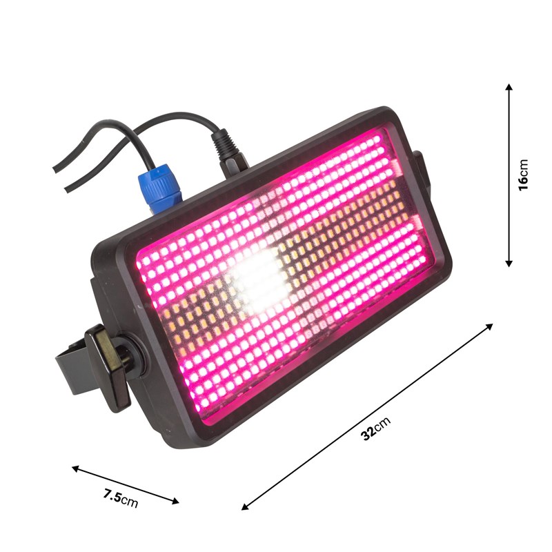 Stroboscope DMX 384 LED RGB+W couleurs - dimensions