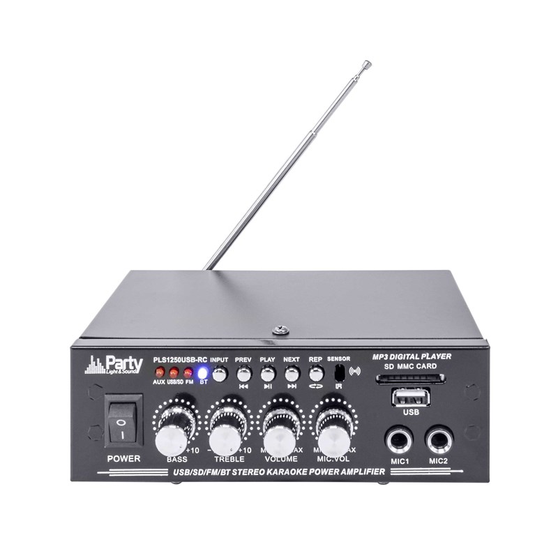 Amplificateur Karaoké 2x25W - BT, USB/SD & FM - Télécommande incluse compact