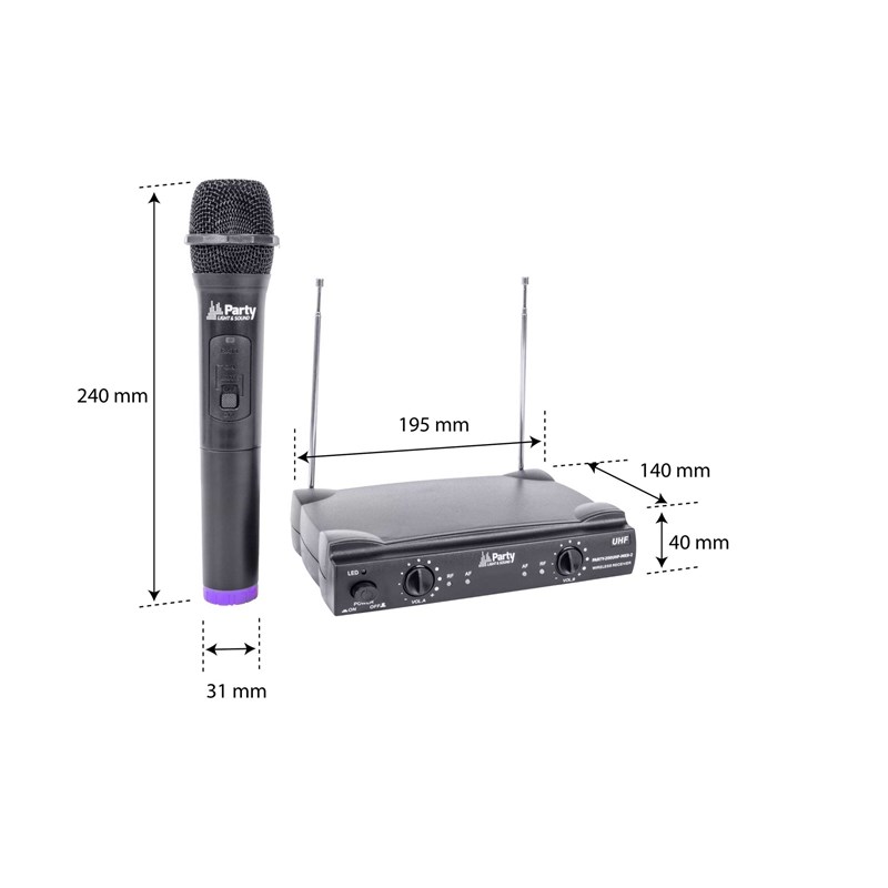 Système de micros UHF - 2 micros main VHF - 2 canaux présentation