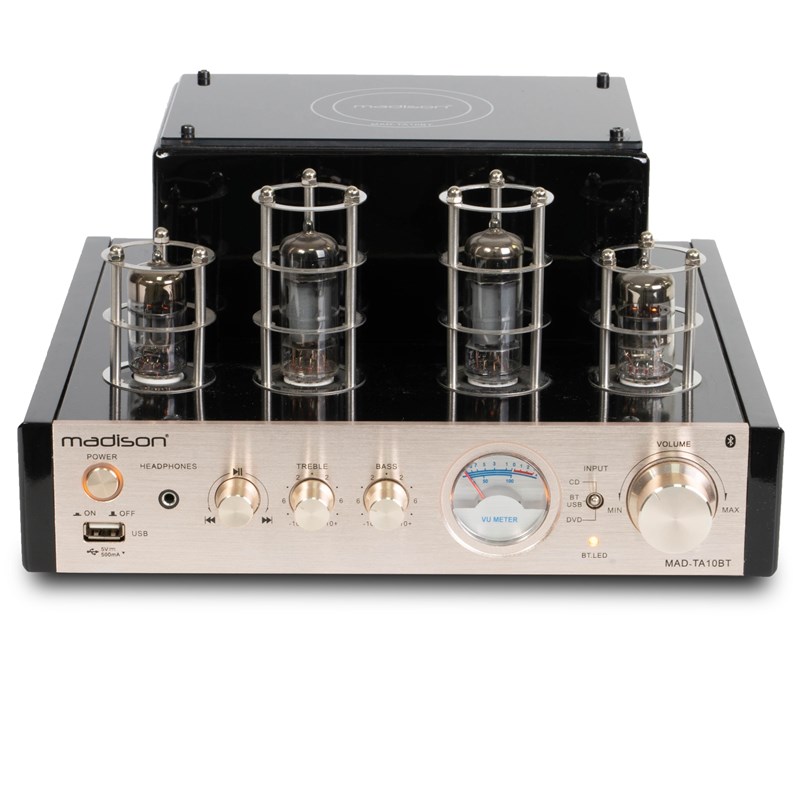 Amplificateur stéréo à tubes 2x25W - USB & Entrées Ligne - Design vintage