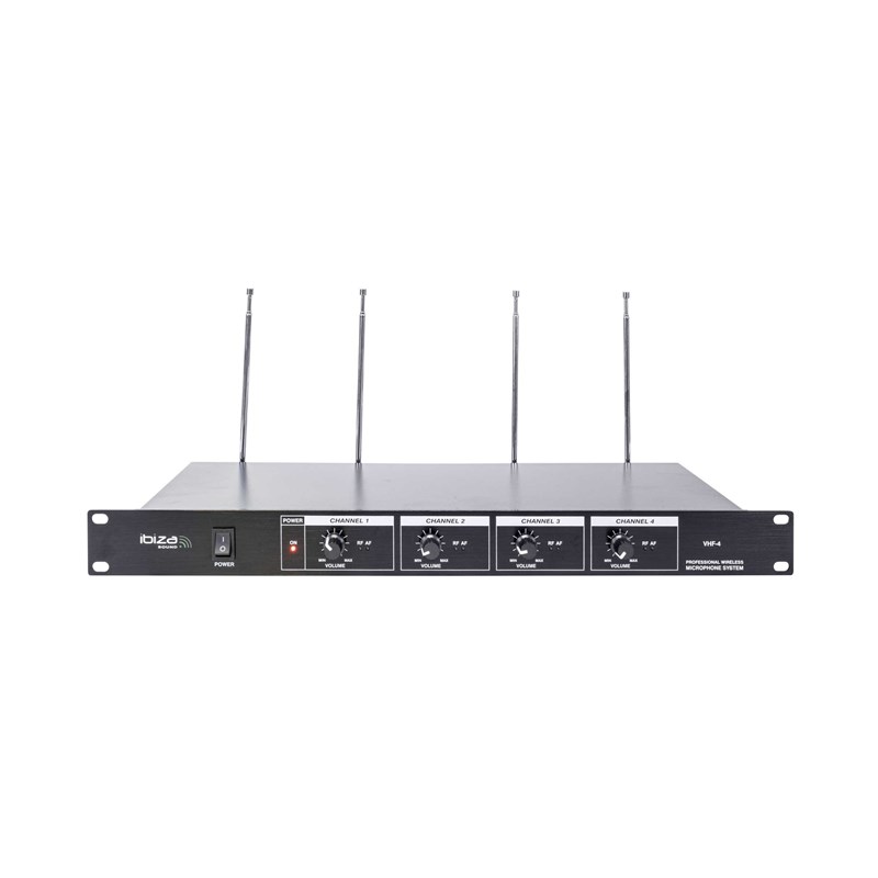 Système micro sans fil VHF 4 canaux - 3 micros main + 1 micro tête silencieux