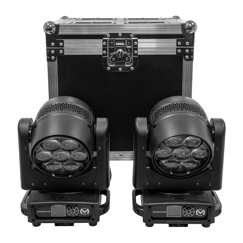Pack de 2 Lyres LED Wash RGBW 40W - Zoom - Flight Case Scénique