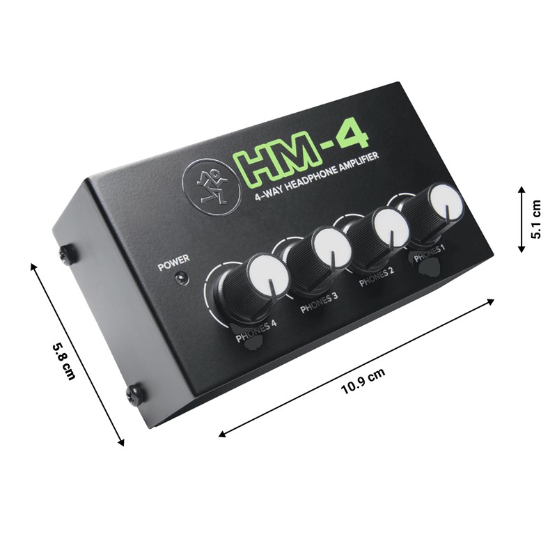 Amplificateur casque 4 canaux - Alim incluse - MACKIE - SMK HM-4 dimension