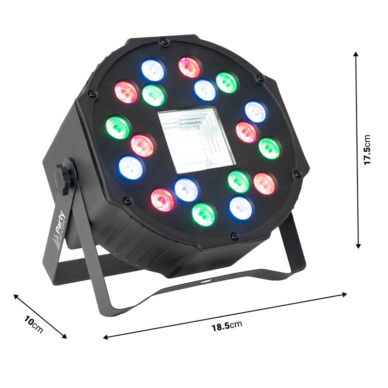 Projecteur PAR DMX LED stroboscope soirée - PARTY-PAR-STROBE dimensions