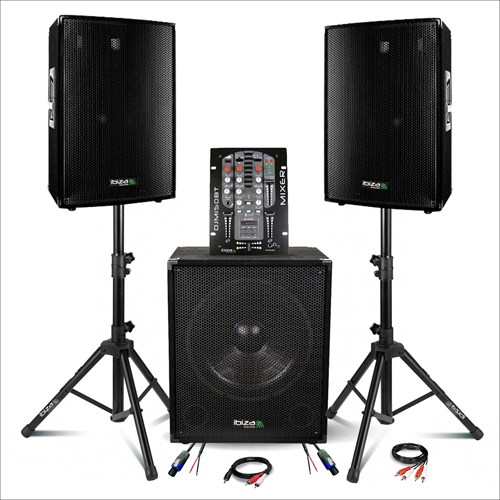 PACK 2200W : DISCO15B + SUB15A + DJM150 + Pieds