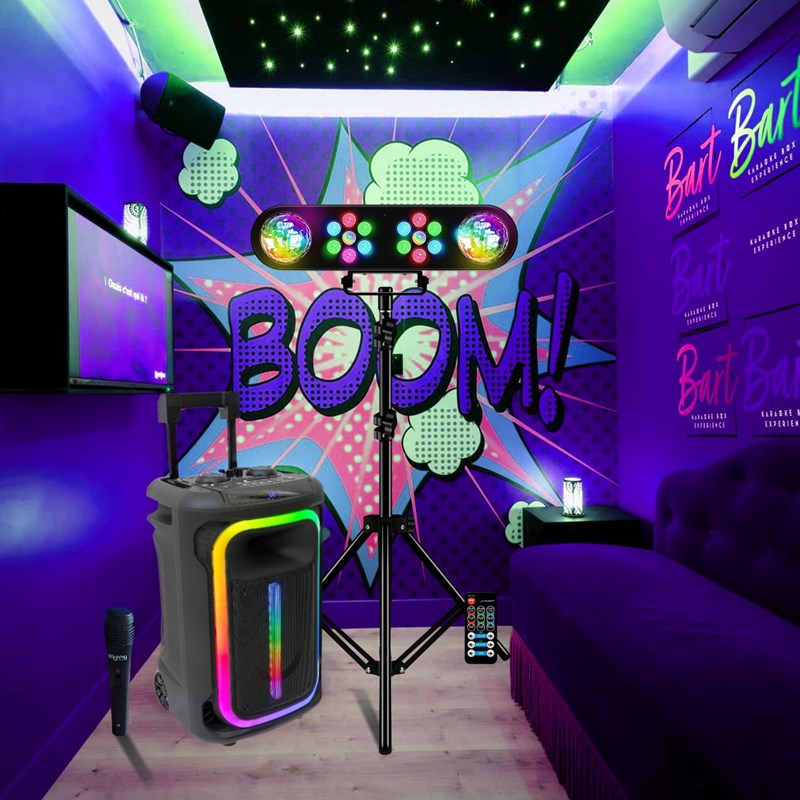 Pack Enceinte portable 800W - Portique lumière PAR Astro - Micro
