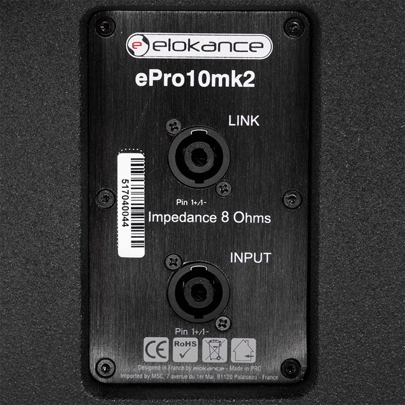 Enceinte passive 2 voies 25 cm - 250W RMS - M10 & BF/HF - connectiques Elokance - E Pro 10 mk2