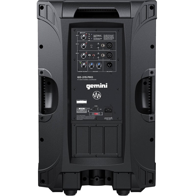 Enceinte amplifiée 15" Bluetooth 1300 W – Gemini GD-215PRO - arrière
