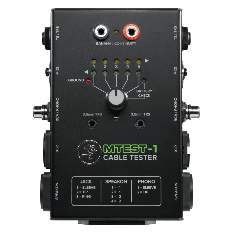 Testeur de câbles audio - Jack, XLR, RCA, Speakon - MACKIE - SMK MTEST-1 Banane