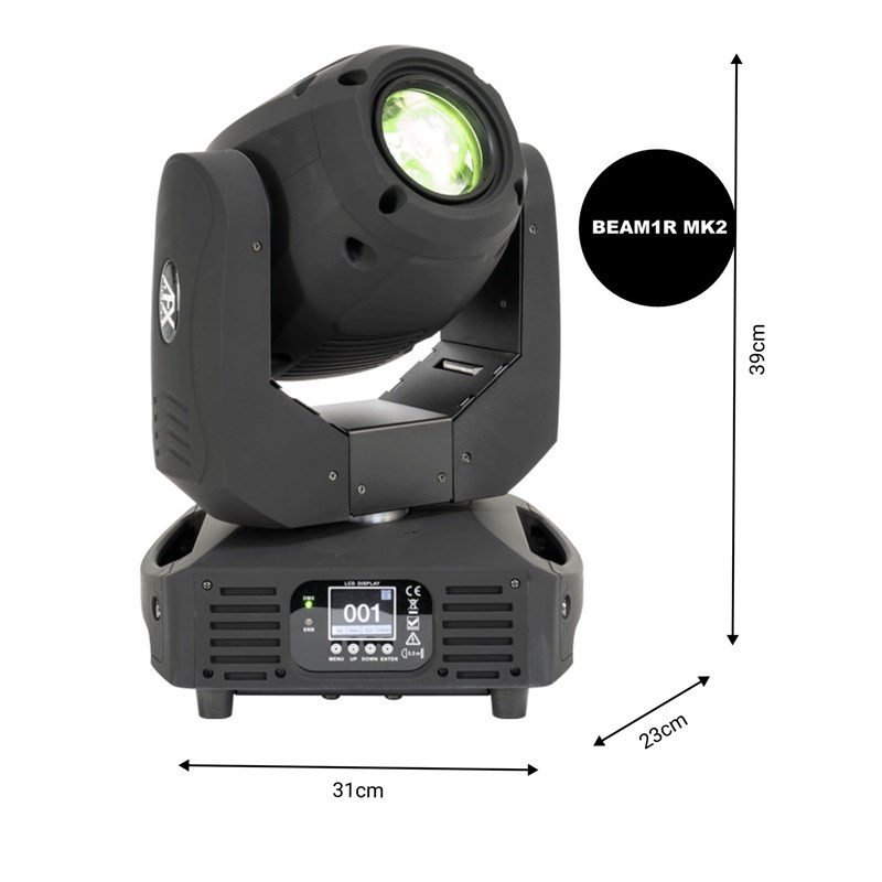 Lyre Beam 1R 100W OSRAM DMX - dimensions