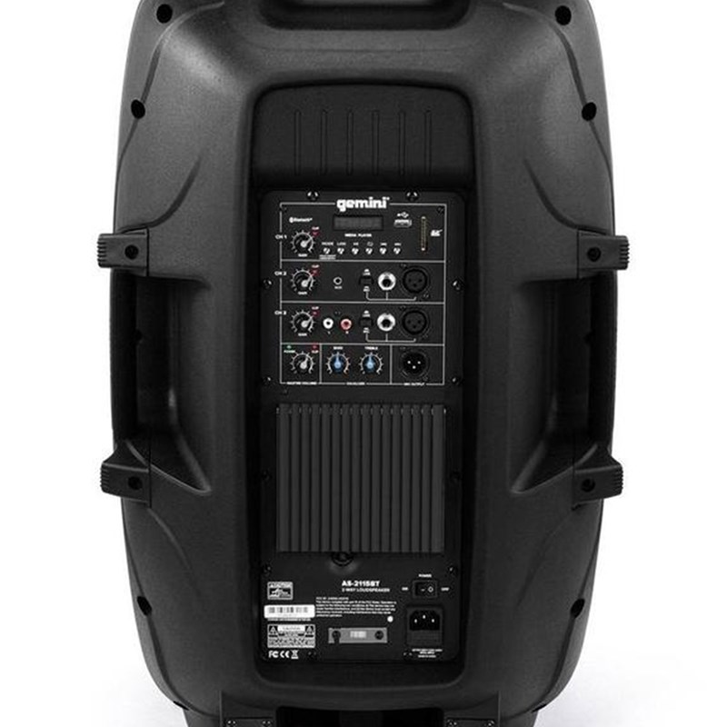 Enceinte active 15" 2000W LED Bluetooth noir - arrière