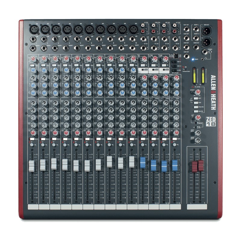 Console de mixage USB sans effets - 10 in mono, 4 stéréo, 4 AUX connectique