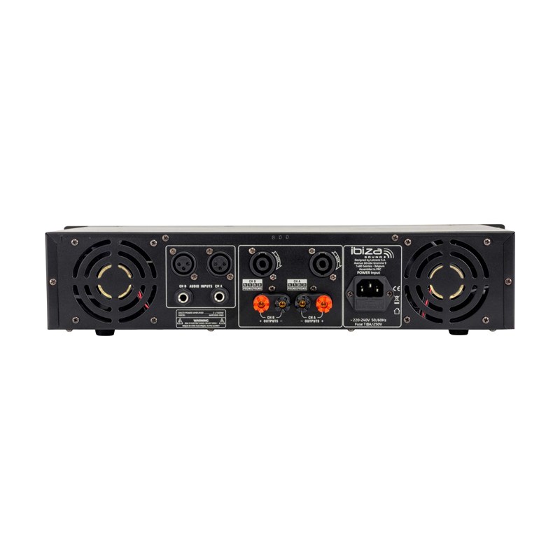 Amplificateur sono 2 x 1500W - Format rack 2U connectique branchements