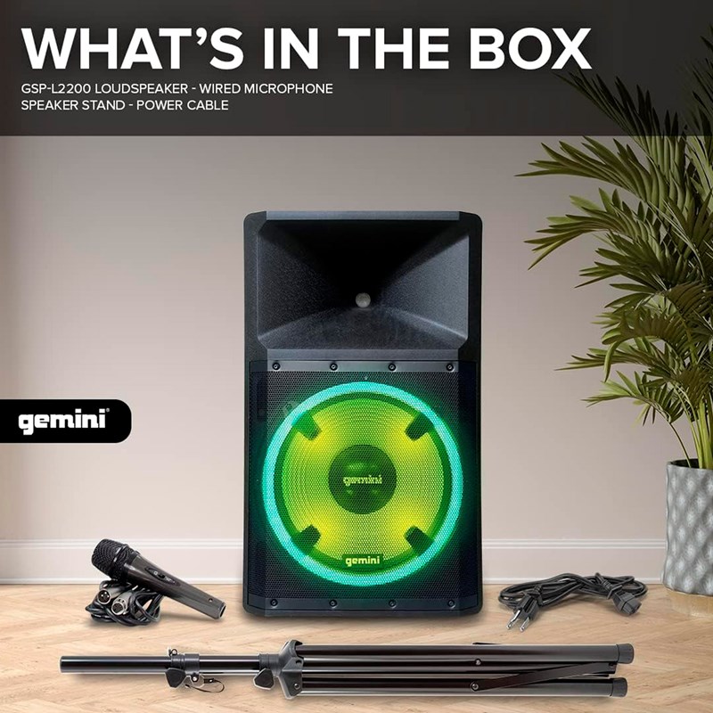 Enceinte active Bluetooth 15” 2200W - Pied - Micro DJ