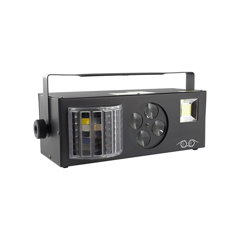 Jeu de lumière 4-en1 - Stroboscope Derby Gobos Laser LED