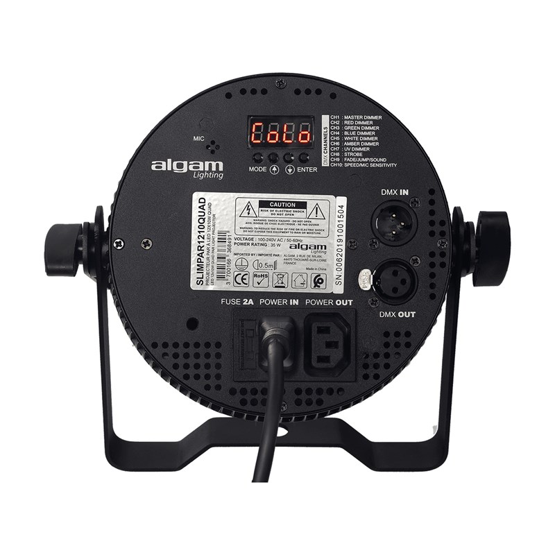 Projecteur LED plat 12x10W RGBW - IR - DMX - lyre - affichage