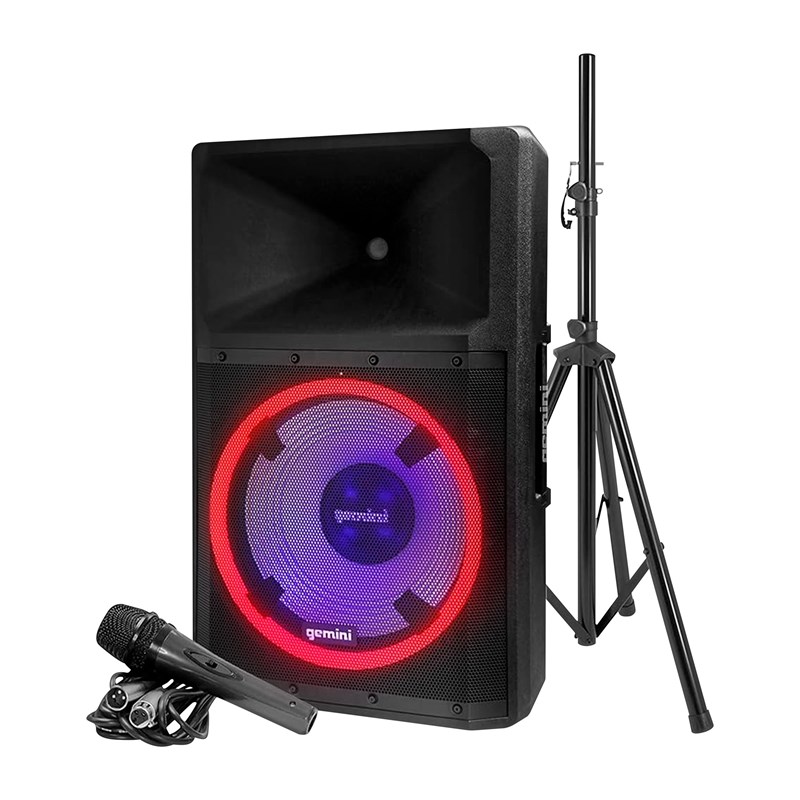 Enceinte active Bluetooth 15” 2200W - Pied - Micro amplifiée