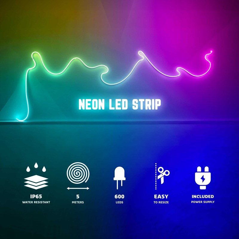 Ruban LED flexible RVB IP65 - 5m - Télécommande incluse - LLS500RGB-NEON-PACK purple