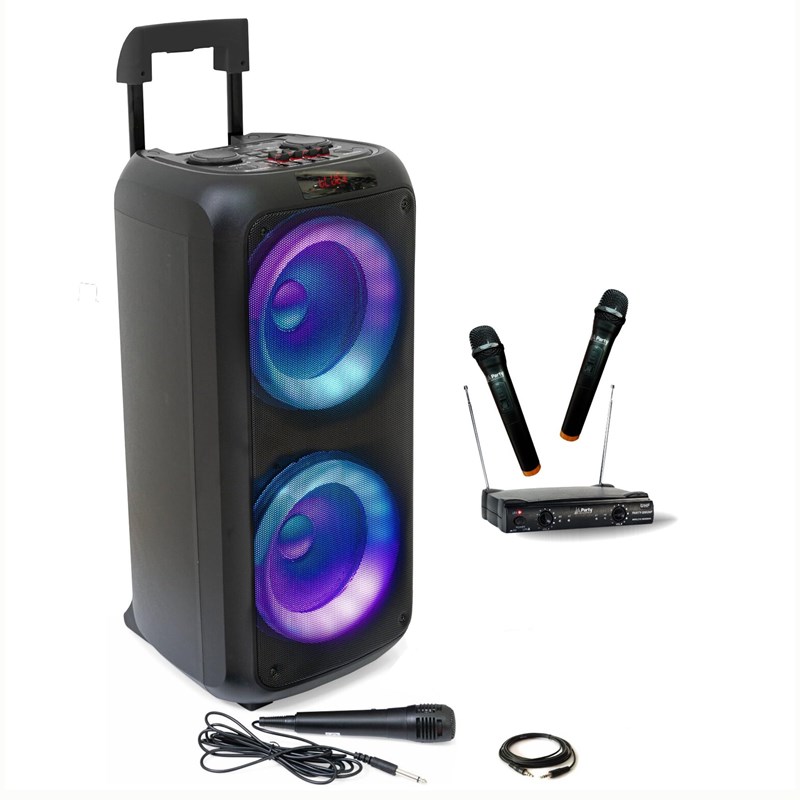 Pack Enceinte Karaoké 600W sur batterie - 3 micros